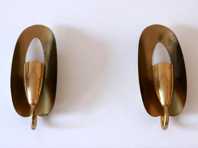  Kaiser Leuchten Set of Two Lovely Mid Century Modern Brass Sconces or Wall Lamps Germany 1950s