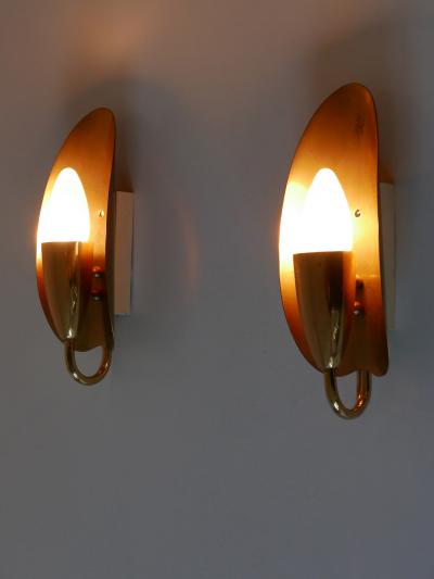  Kaiser Leuchten Set of Two Lovely Mid Century Modern Brass Sconces or Wall Lamps Germany 1950s