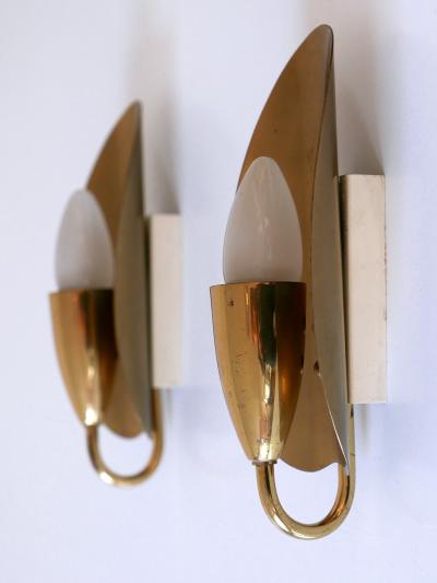  Kaiser Leuchten Set of Two Lovely Mid Century Modern Brass Sconces or Wall Lamps Germany 1950s