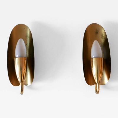  Kaiser Leuchten Set of Two Lovely Mid Century Modern Brass Sconces or Wall Lamps Germany 1950s