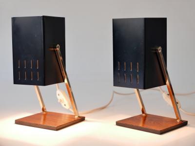  Kaiser Leuchten Set of Two Mid Century Modern Cube Table Lamps by Kaiser Leuchten 1960s Germany