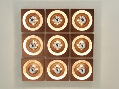  Kaiser Leuchten Set of nine wall lamps copper Klaus Hempel for Kaiser Leuchten 1970