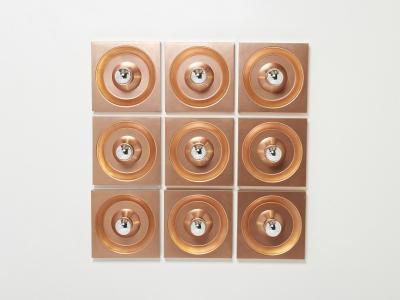  Kaiser Leuchten Set of nine wall lamps copper Klaus Hempel for Kaiser Leuchten 1970