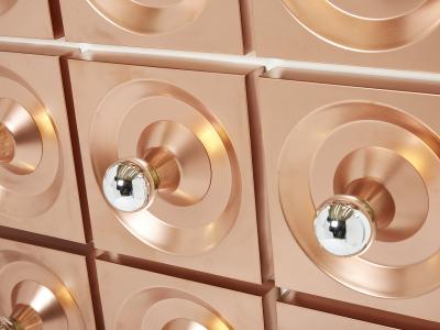  Kaiser Leuchten Set of nine wall lamps copper Klaus Hempel for Kaiser Leuchten 1970