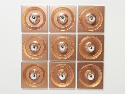  Kaiser Leuchten Set of nine wall lamps copper Klaus Hempel for Kaiser Leuchten 1970