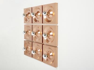  Kaiser Leuchten Set of nine wall lamps copper Klaus Hempel for Kaiser Leuchten 1970