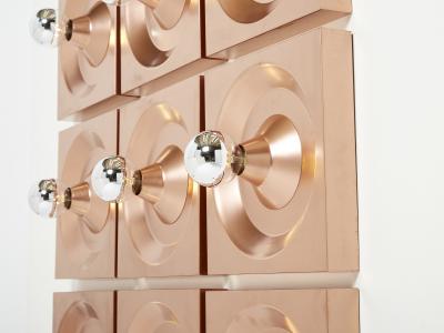  Kaiser Leuchten Set of nine wall lamps copper Klaus Hempel for Kaiser Leuchten 1970