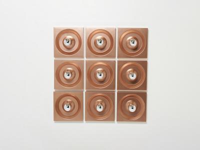  Kaiser Leuchten Set of nine wall lamps copper Klaus Hempel for Kaiser Leuchten 1970