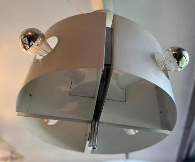  Kaiser Leuchten White Chromed Metal Pendant Lamp by Klaus Hempel for Kaiser Leuchten 1970s