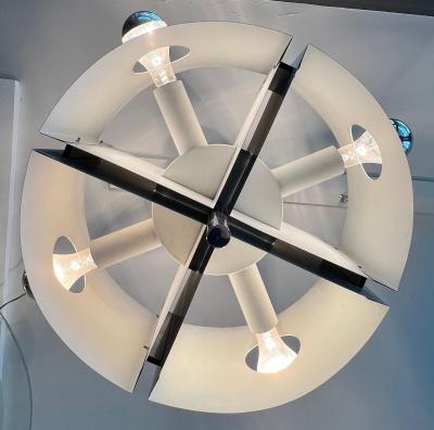  Kaiser Leuchten White Chromed Metal Pendant Lamp by Klaus Hempel for Kaiser Leuchten 1970s
