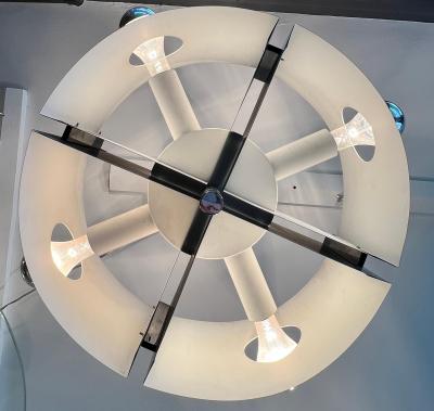  Kaiser Leuchten White Chromed Metal Pendant Lamp by Klaus Hempel for Kaiser Leuchten 1970s