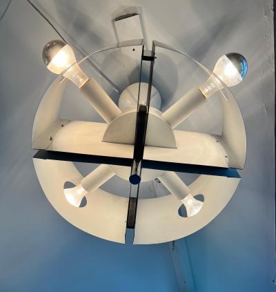  Kaiser Leuchten White Chromed Metal Pendant Lamp by Klaus Hempel for Kaiser Leuchten 1970s