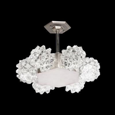  Kaiser Luchten Mid Century Hexagonal White Gold Glass Shaded Chandelier by Kaiser Luchten