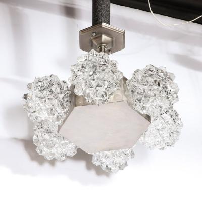  Kaiser Luchten Mid Century Hexagonal White Gold Glass Shaded Chandelier by Kaiser Luchten