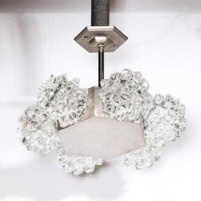  Kaiser Luchten Mid Century Hexagonal White Gold Glass Shaded Chandelier by Kaiser Luchten