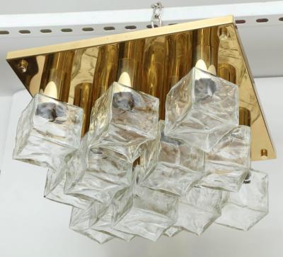 Kalmar Franken KG Kalmar Brass and Glass Ice Cube Flush Mount