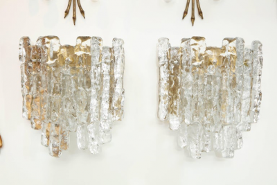  Kalmar Franken KG Pair ofIce Glass Sconces by Kalmar 