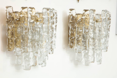  Kalmar Franken KG Pair ofIce Glass Sconces by Kalmar 