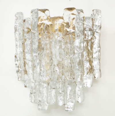  Kalmar Franken KG Pair ofIce Glass Sconces by Kalmar 