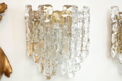  Kalmar Franken KG Pair ofIce Glass Sconces by Kalmar 