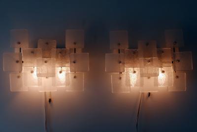  Kalmar Franken KG Set of Two Midcentury Ice Glass Wall Lamps or Sconces by Kalmar Franken 1960s
