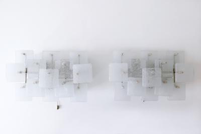  Kalmar Franken KG Set of Two Midcentury Ice Glass Wall Lamps or Sconces by Kalmar Franken 1960s