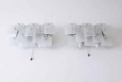  Kalmar Franken KG Set of Two Midcentury Ice Glass Wall Lamps or Sconces by Kalmar Franken 1960s