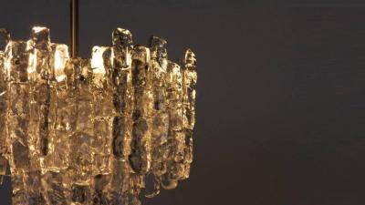  Kalmar Lighting Kalmar Austria Icicle Ice Glass Viennese Chandelier from the 1960s