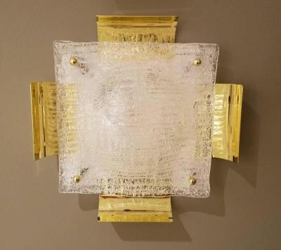  Kalmar Lighting Pair of Kalmar Austrian Mid Century Brass and Glass Sconces