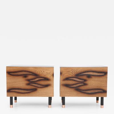  Kanttari Contemporary Chic Brown Side table or Bedroom Nightstands set of 2