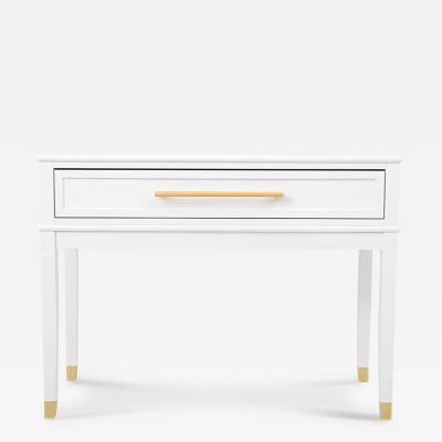  Kanttari Elegant Modern Classic White Wooden Dresser Console With Brass Accents