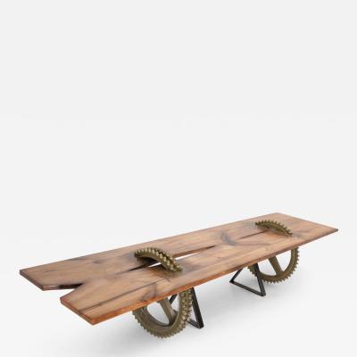  Kanttari Industrial Rustic Dining Conference Room Wooden Table with Cast Iron Legs