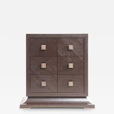  Kanttari Modern Brown Black Wood Chest of Drawers with Brass Handles