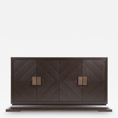  Kanttari Modern Brown Oak Sideboard Credenza Cabinet with Brass Handles