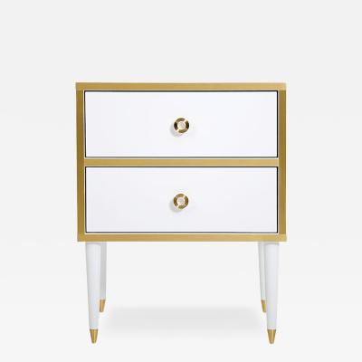  Kanttari Modern Cube White Gold Side Coffee Table or Nightstand