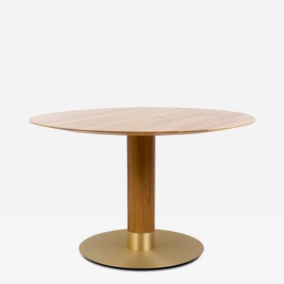  Kanttari Modern Round Natural Wood Dining Table with Brass Base