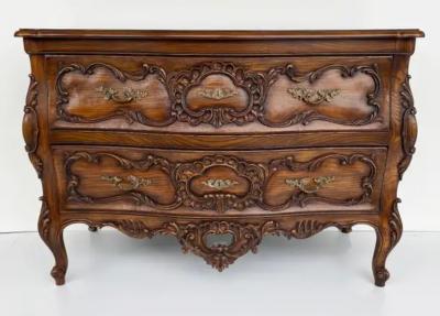 Karges Furniture Karges Louis XV Bombe Serpentine Bowfront Chest of Drawers in Walnut Late 20thC