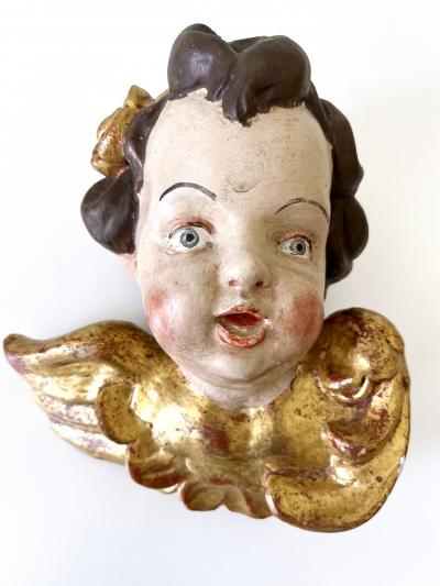  Karl Storr Set of Four Beautiful Polychrome Hand Carved Wood Putti Cherubs 1960s Germany