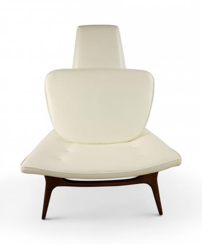  Karpen Walnut Lounge Chairs with White Vinyl