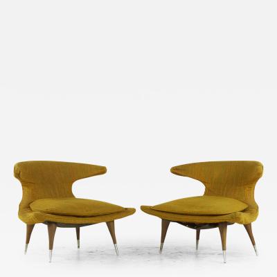  Karpen of California Karpen of California Mid Century Horn Chairs Pair