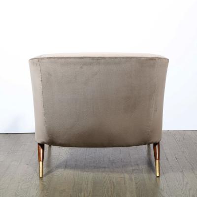  Karpen of California Mid Century Lounge Chair in Walnut Velvet with Brass Detailing by Karpen