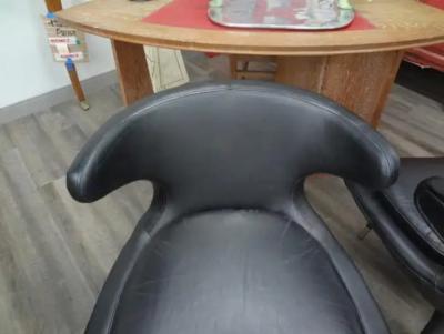  Karpen of California Pair of Italian Modern Curved Back Chairs Upholstered in Black Leather