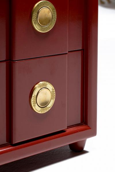  Karpen of California Pair of Karpen of California Nightstands in Sundried Tomato with Brass Hardware