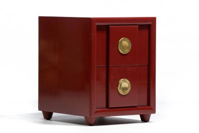  Karpen of California Pair of Karpen of California Nightstands in Sundried Tomato with Brass Hardware