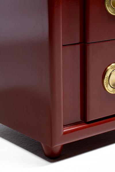  Karpen of California Pair of Karpen of California Nightstands in Sundried Tomato with Brass Hardware