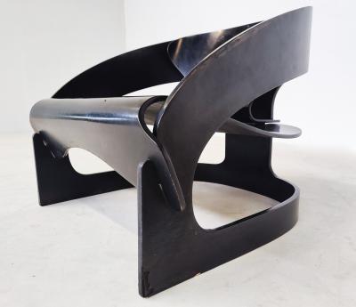  Kartell Black Wooden 4801 Armchair by Joe Colombo for Kartell