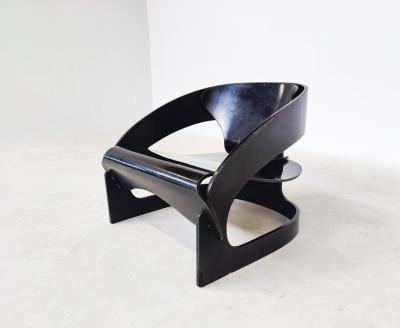  Kartell Black Wooden 4801 Armchair by Joe Colombo for Kartell