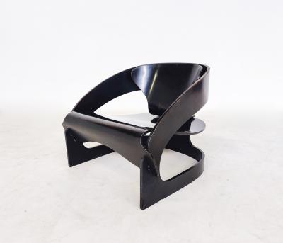  Kartell Black Wooden 4801 Armchair by Joe Colombo for Kartell