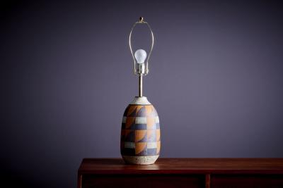  Kat Roger Kat Roger Table Lamp with hand crafted and hand painted ceramic base USA