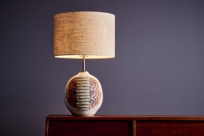 Kat Roger Kat Roger Table Lamp with hand crafted and hand painted ceramic base USA
